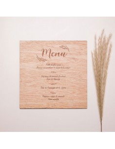 Menu Champêtre Gravé sur Bois