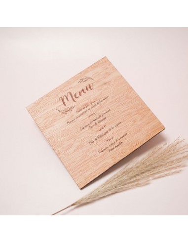 Menu Champêtre Gravé sur Bois