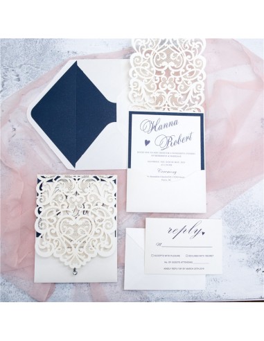 Faire-part Mariage Baroque à perle -... Faire-part Mariage Baroque à perle -...