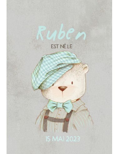 Etiquette naissance Ourson - Ruben Etiquette naissance Ourson - Ruben