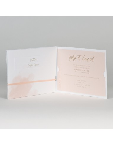 Pack Faire-part Pochette Rose Pastel...
