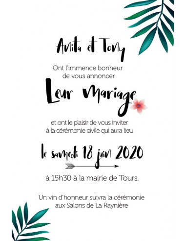 Faire-part numérique Flore tropicale...