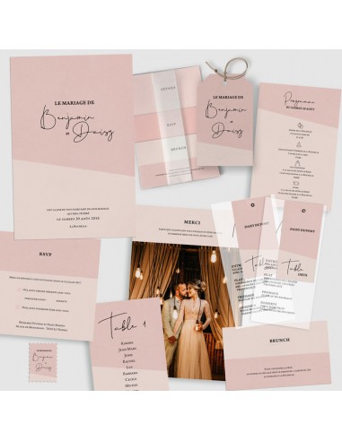 Faire-part Mariage Nude Rose Poudré -...