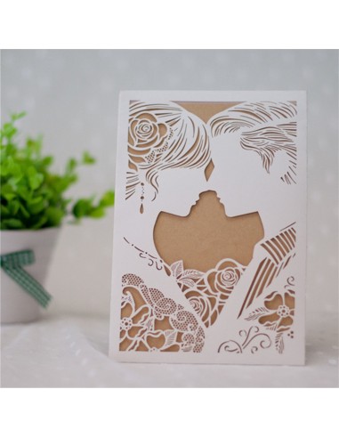 Faire-part mariage pochette couple -...