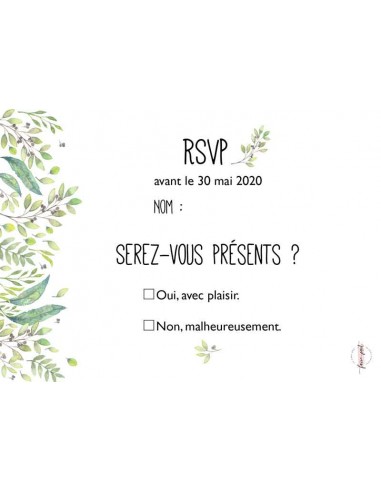 Carton Réponse RSVP verdure - Louisa