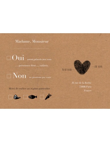 Carton réponse RSVP Empreinte - Jean