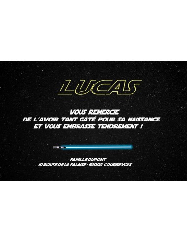 Remerciements Naissance Star Wars -...