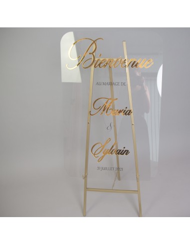 Tableau de bienvenue Mariage plexiglass transparent rond - Calligraphie  Format tableau Rond 40 cm