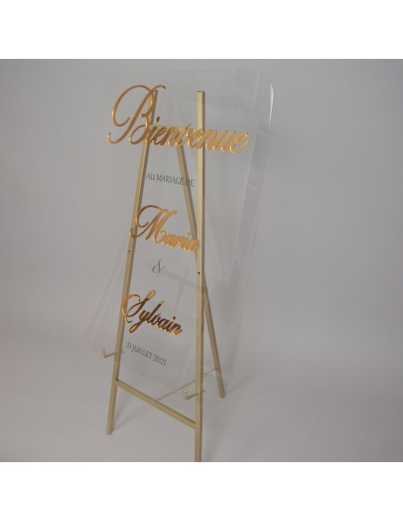 Panneau bienvenue pour mariage en acrylique (plexi) miroir - Un grand marché