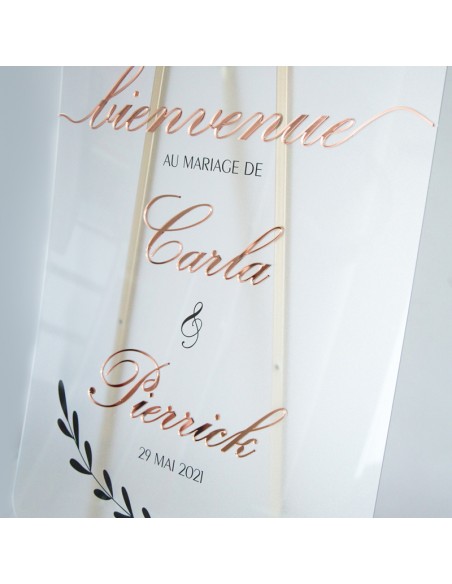 Pancarte transparente en acrylique plexiglas panneau bienvenue à notre  mariage texte personnalisable avec prénoms des mariés et date -  France