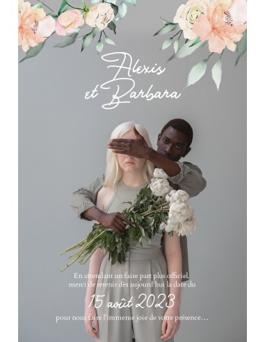 Save the date Mariage losange floral...