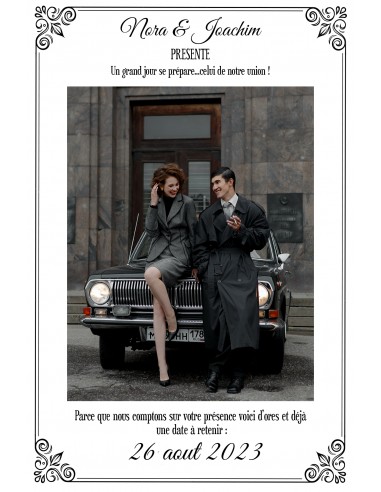 Save the date Mariage ticket de...