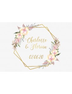Timbre mariage fleurs roses... 2