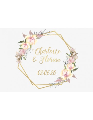Timbre mariage fleurs roses - Charlotte Timbre mariage fleurs roses - Charlotte