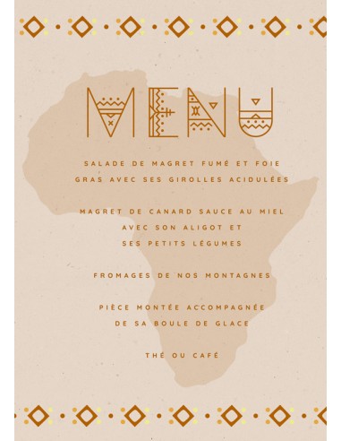 Menu Mariage Afrique - Collection Marie