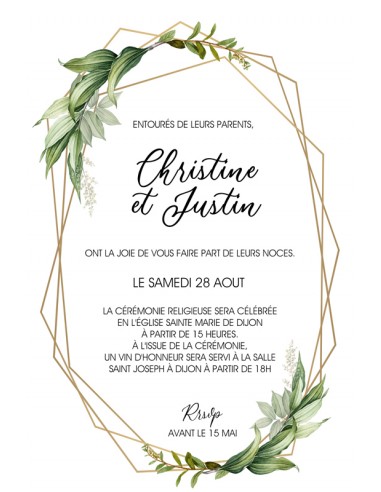 Faire-part Mariage végétal -...