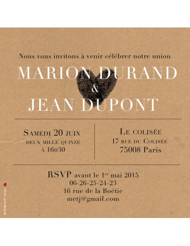 Faire-part Mariage Empreinte -... Faire-part Mariage Empreinte -...