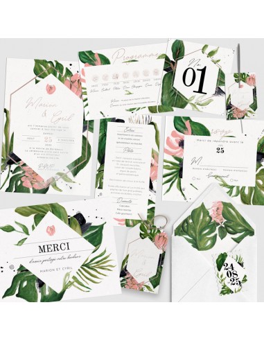 Faire-part Mariage Exotique chic -...