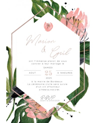 Faire-Part Mariage Plexiglas Jungle -...
