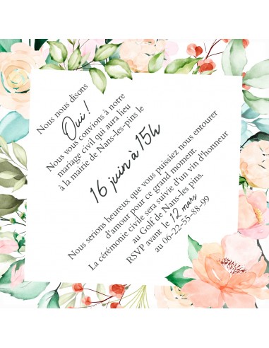 Faire-part numérique losange floral -...