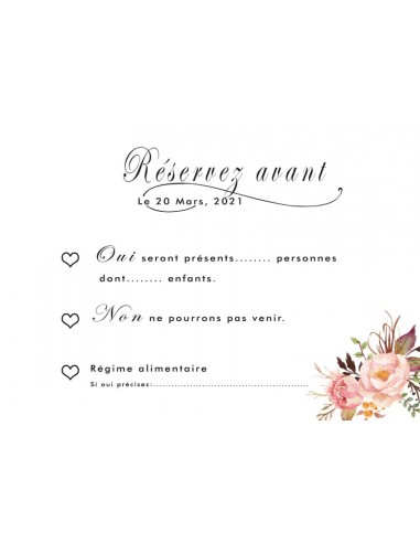 Carton RSVP-thème roses...