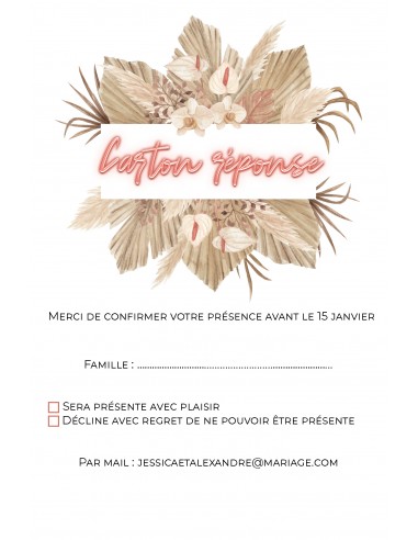 Carton RSVP Pampa fleurs séchées -...