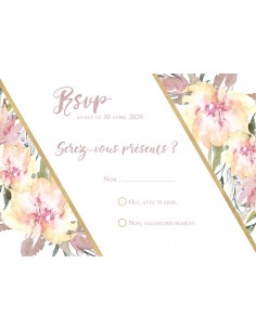 Carton RSVP Fleurs roses -... 2