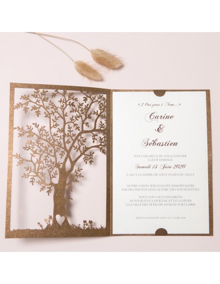 Faire-part Mariage Nature Arbre en Coeur - POC0150