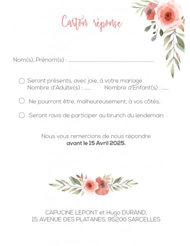 Carton RSVP fleurs des champs - Capucine
