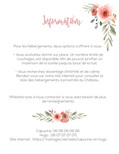 Carton Infos fleurs des champs -...