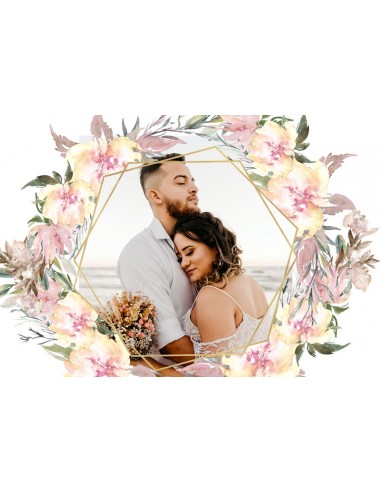 Remerciements Mariage fleurs roses -...