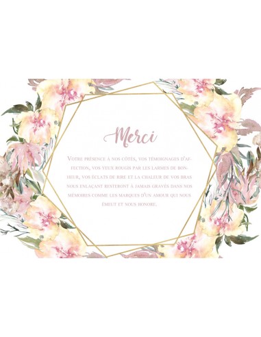 Remerciements Mariage fleurs roses -...