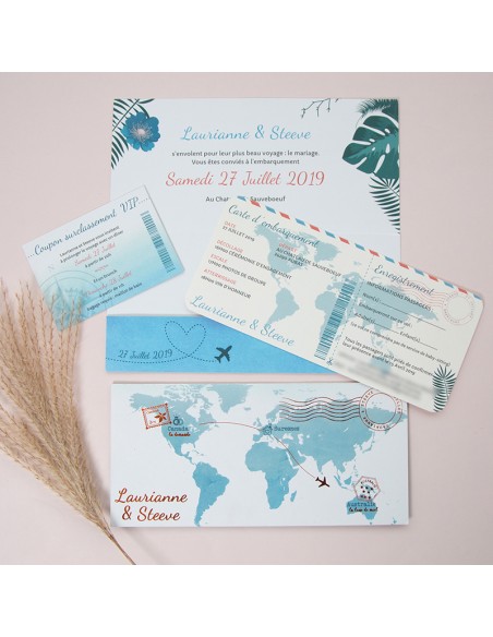 Faire-part Mariage Pochette Billet d'avion