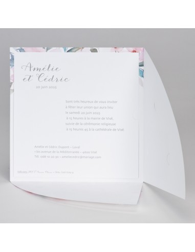 Faire-part Mariage avec Fleurs en... Faire-part Mariage avec Fleurs en...