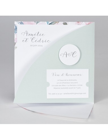 Faire-part Mariage avec Fleurs en...