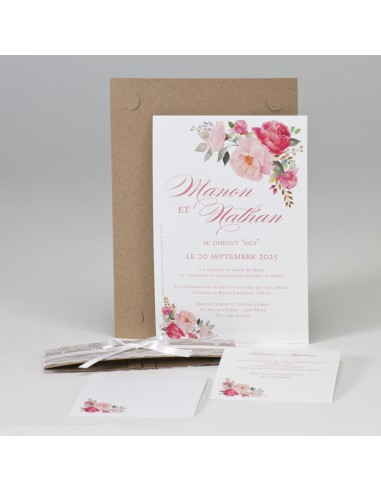 Faire-part mariage Fleurs et dentelle...