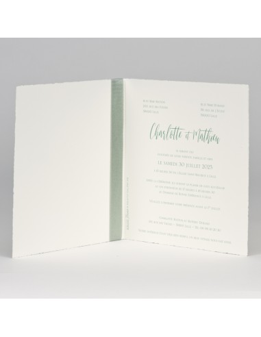 Faire-part Mariage aquarelle vert et...