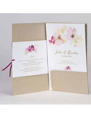 Faire-part mariage pochette Kraft et...