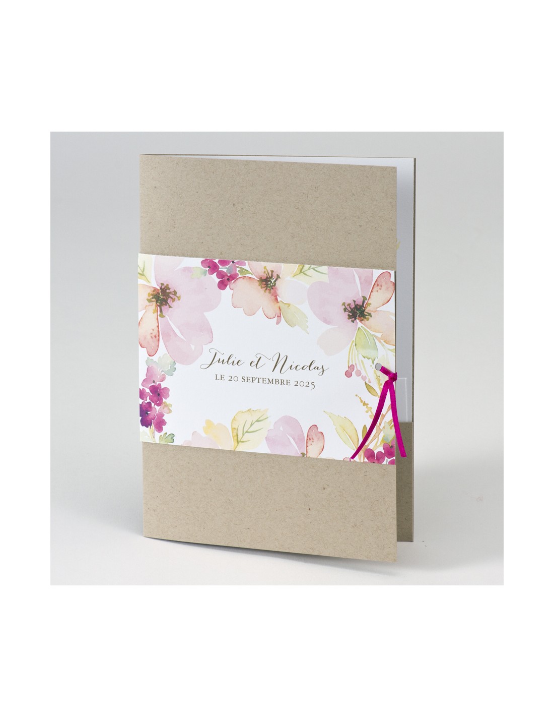 Faire-part mariage original fleurs de lys noir sur fond papier kraft - Joli faire  part