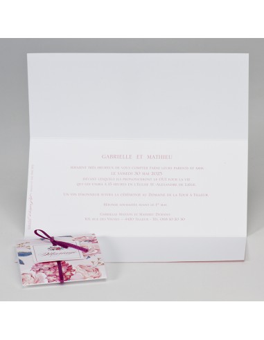 Faire-part Mariage Pochette Thème Roses