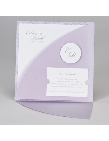 Faire-part mariage pochette mauve...