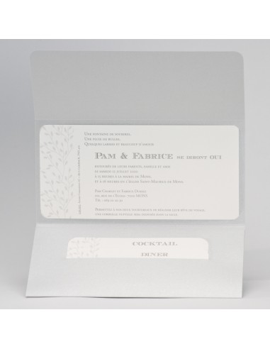 Faire-part Mariage pochette gris souris