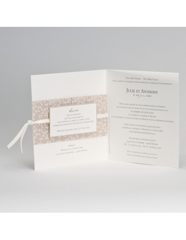 Faire-part Mariage feuillage blanc