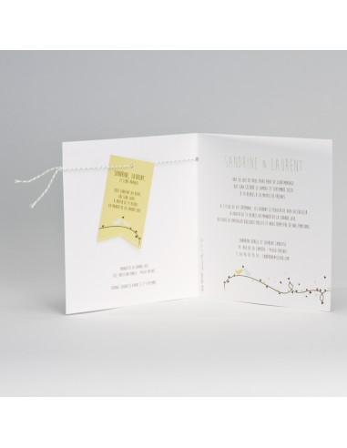 Faire-part Mariage champêtre jaune et...