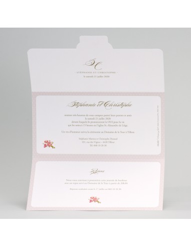 Faire-part Mariage motif liberty rose