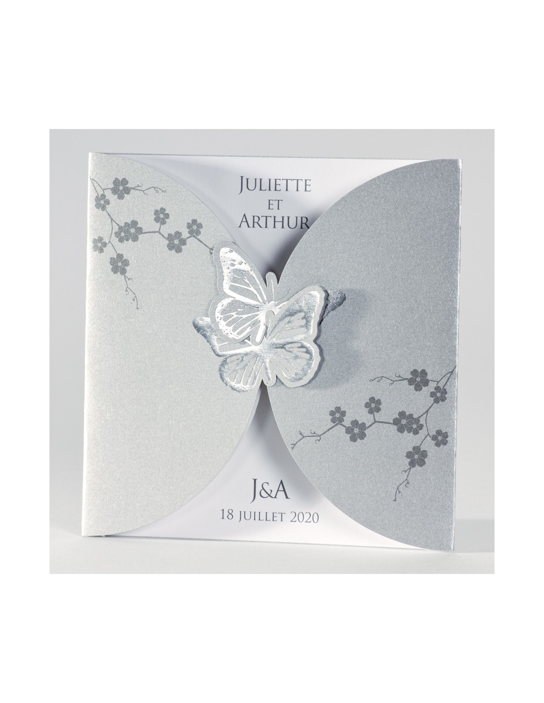 Carte d'invitations ou faire-part de mariage, anniversaire, baptême ou  naissance en 3D scrapbooking realisée en papier a motif bleu brillant avec  une decoupe partielle de motif fleur #CI0016 – Mafeedescartes