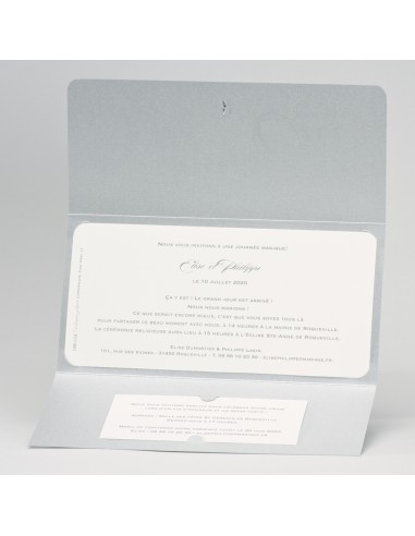 Faire-part Mariage pochette gris argenté