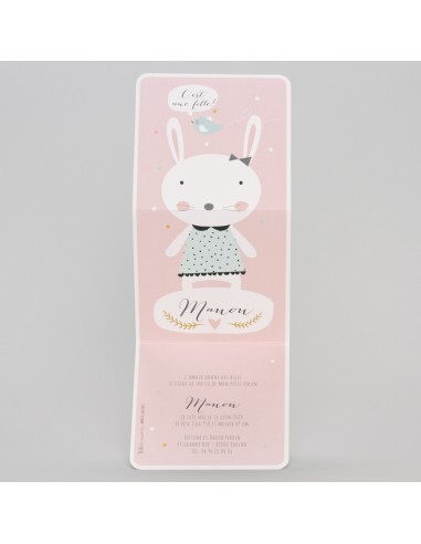 Faire-part Naissance lapin pliage
