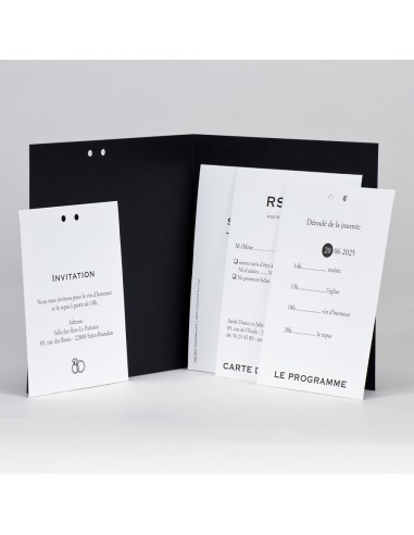 Faire-part Mariage noir et blanc avec...