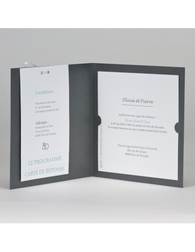 Faire-part Mariage gris avec photos Faire-part Mariage gris avec photos